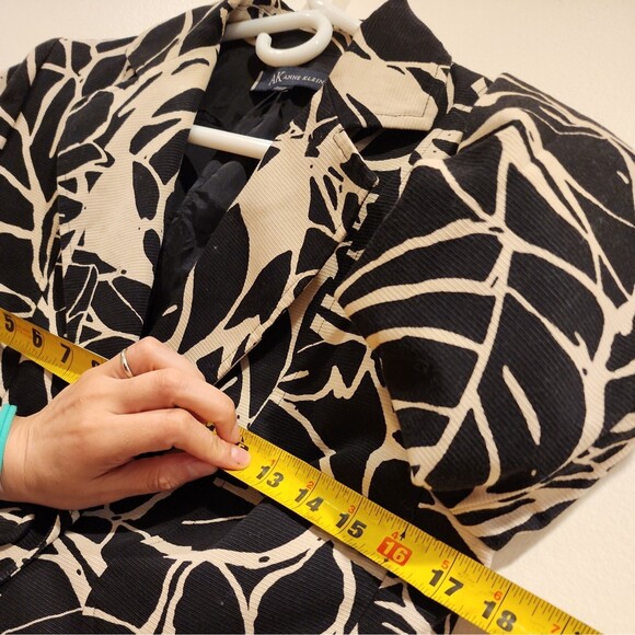 Anne Klein Jacket Blazer Womens Size 8 Black Tan 100% Cotton Career Office Cute - Picture 6 of 11